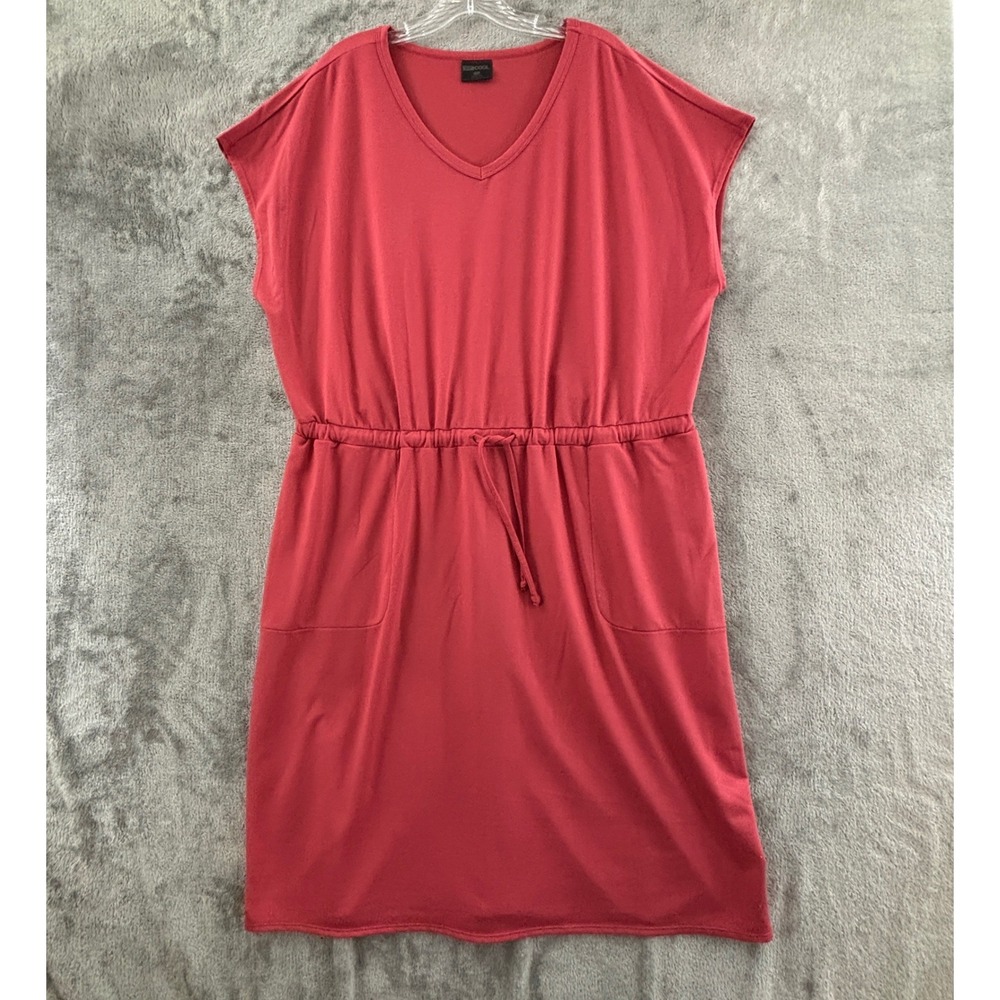 32 Degrees Soft Lux Dress Womens XXL Coral V-Neck Drawstring‎ Waist Pocket